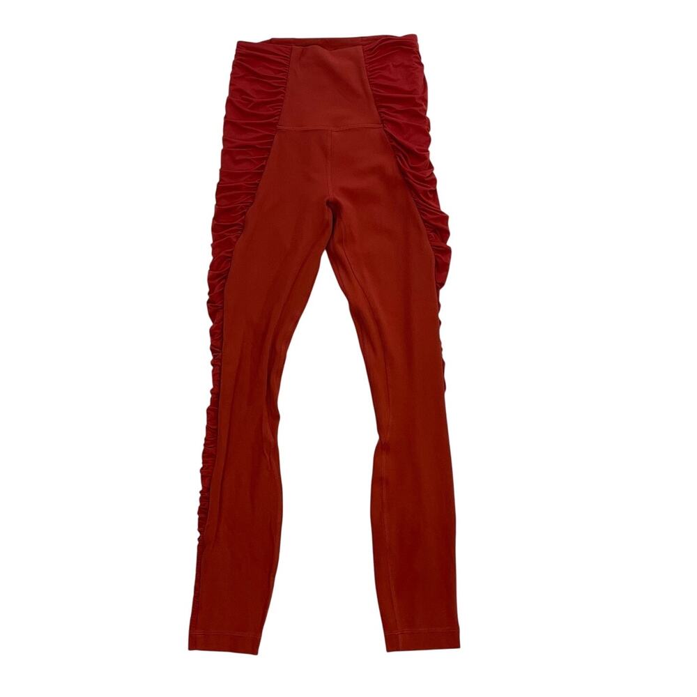 Lululemon Align High Rise Leggings, Ruched, Cayenne / Burnt Orange, Size 4